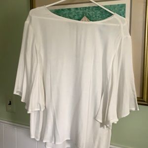 White flutter sleeve blouse